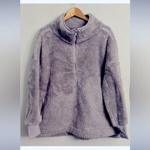 LuLaRoe Gray Teddy Sherpa Fleece Pullover Size XLarge With Pockets Nancy …